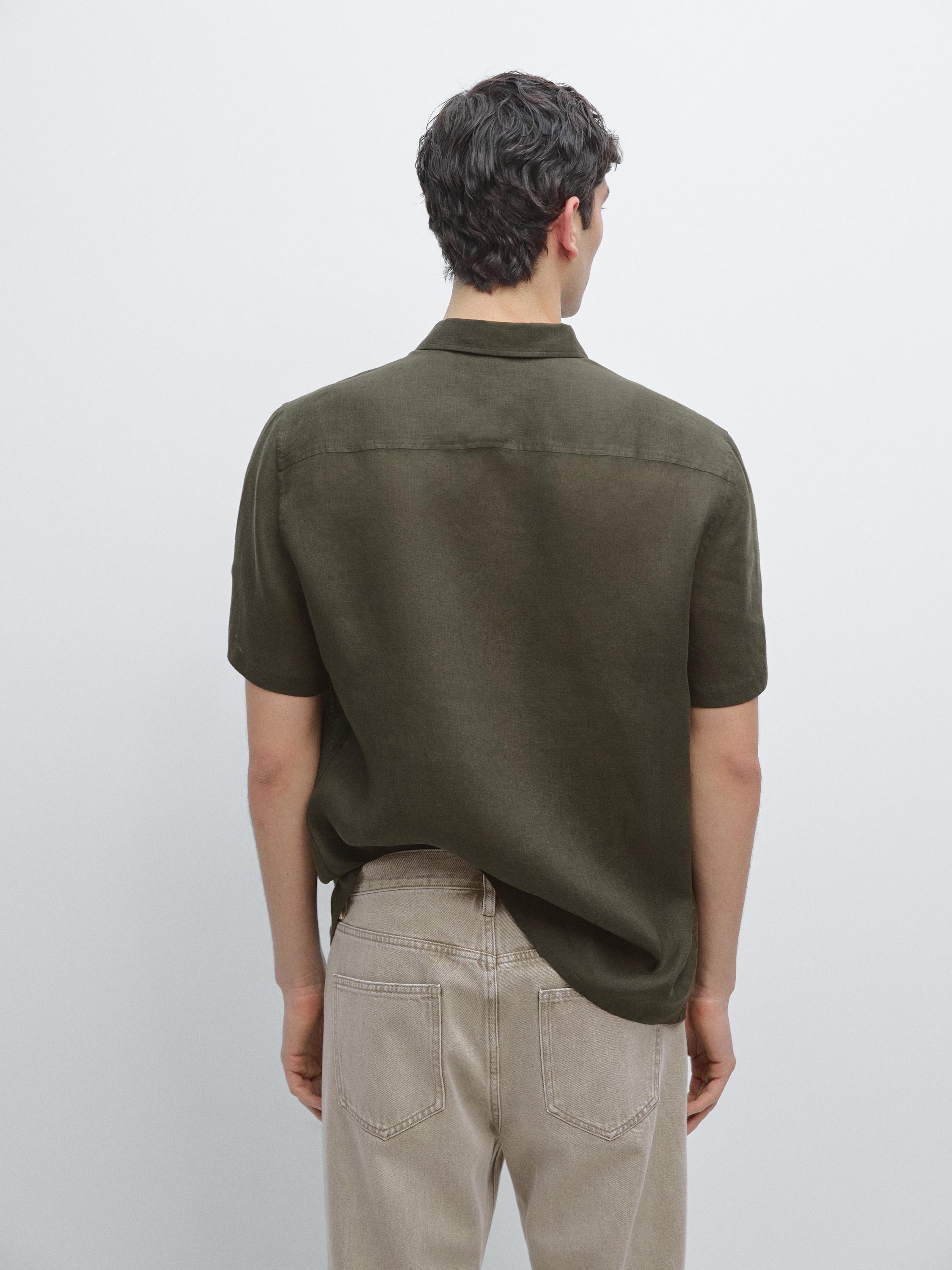 Regular fit short sleeve linen shirt